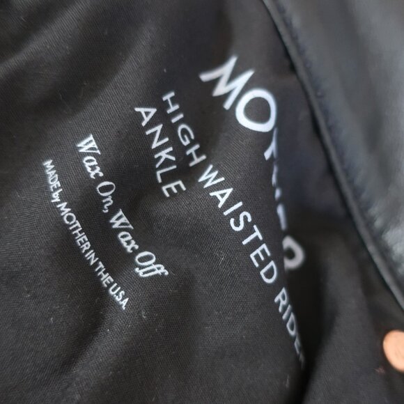 Women Mother Black High Waist Rider Ankle Wax On Wax Off Pu Faux Leather Pant 27 - Picture 9 of 16